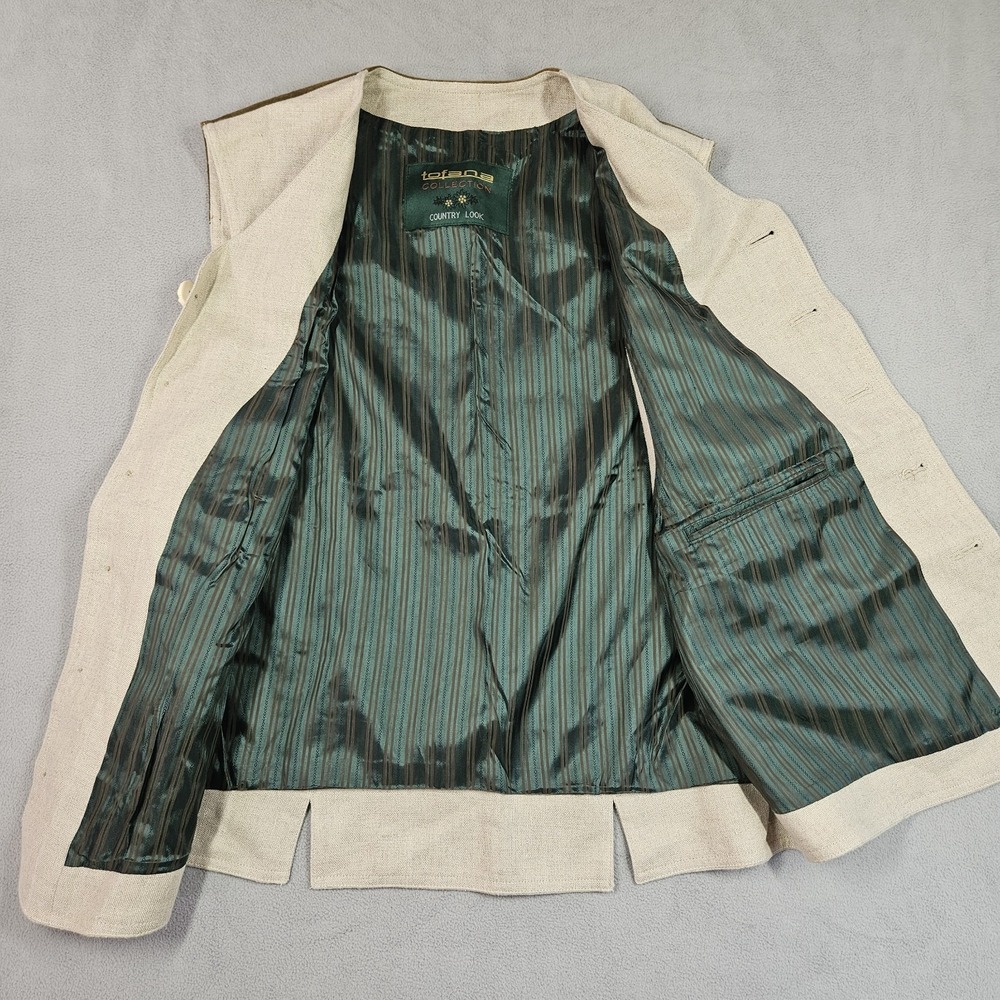 German Linen Vest Men US Sz 44/ EU 54 Western Trachten Traditional Leather Hunt - Picture 5 of 16
